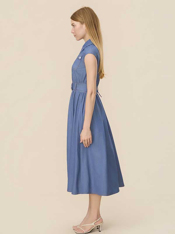 Belt Single Breasted Maxi Dress