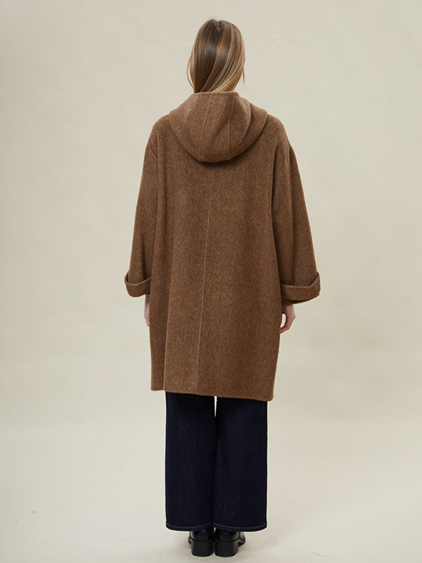 Hooded Zipper Pocket Solid Coat