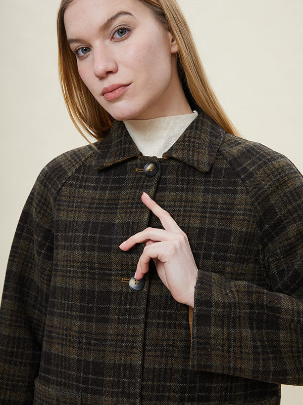 Vintage Single Brested Checkered Coat