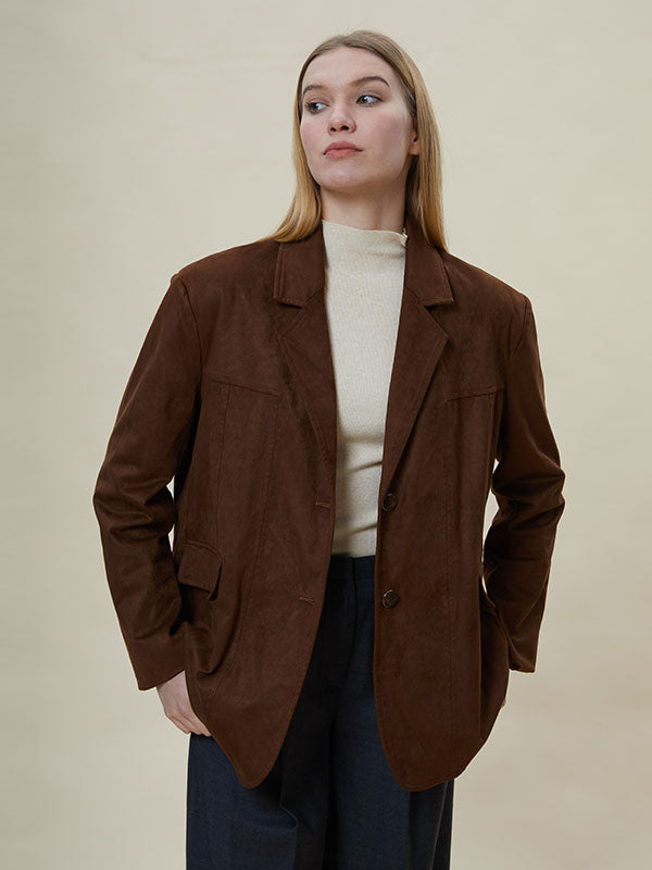 Single Button Flap Pocket Solid Blazer