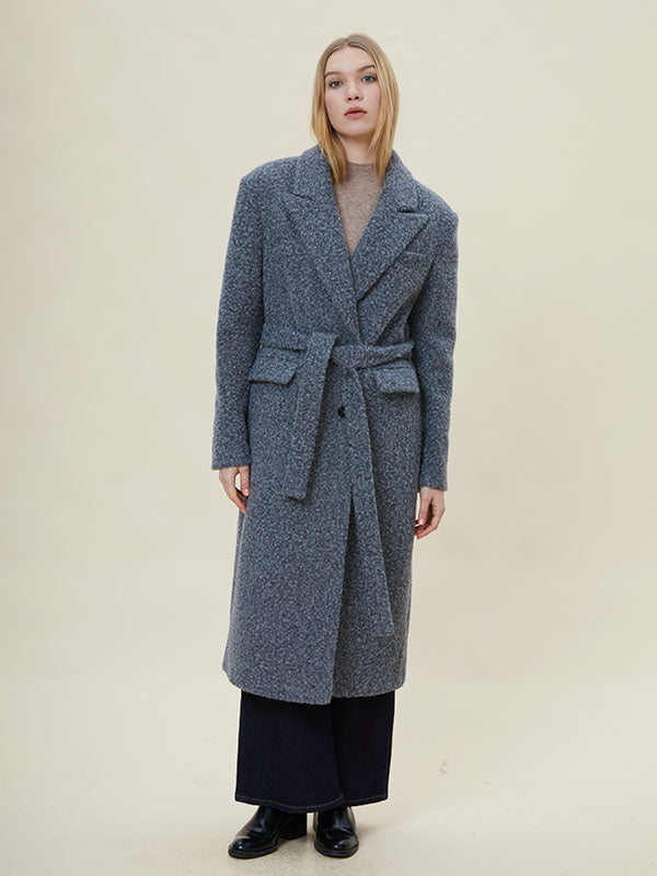 Notch Laepl Belt Slit Flap Pocket Coat