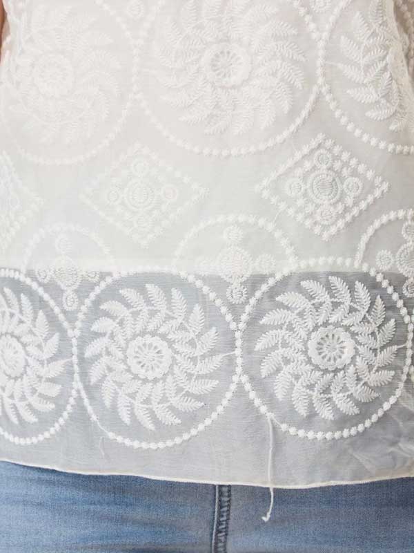 Tribal Printed Ruffle Trim Blouse