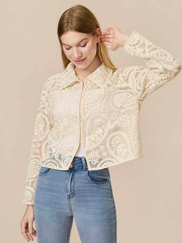Paisley Hollow Out Solid Shirt