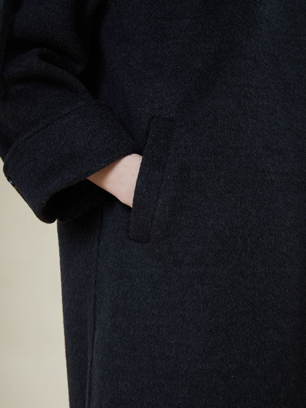Unique Scarf Collar Button Solid Coat