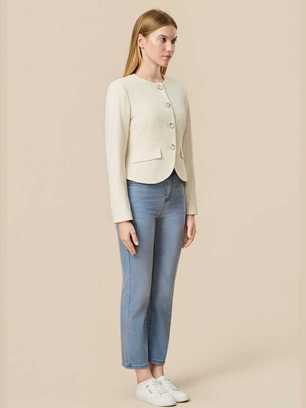 Asymmetric Hem Roud Neck Jacket