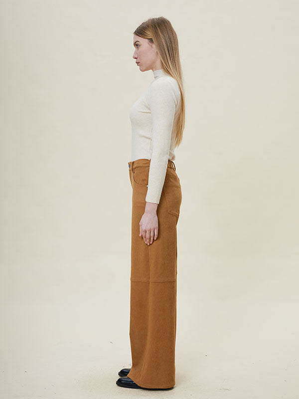 Single Button Zipper Straight Pants