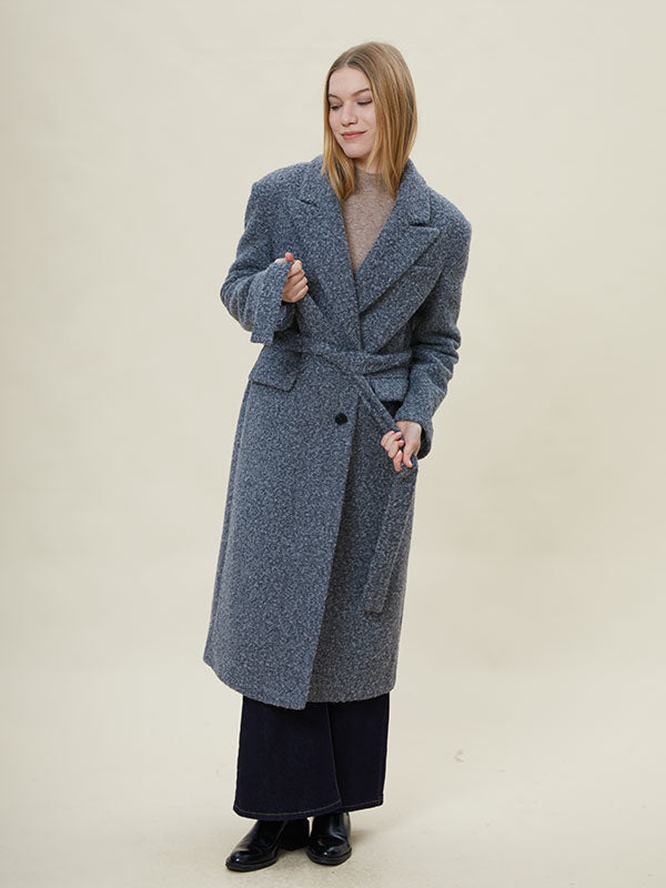 Notch Laepl Belt Slit Flap Pocket Coat