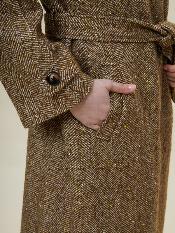 Fold Over Collar Assorted Colors Belt Coat