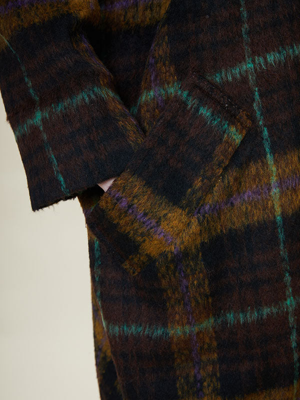 Scarf Collar Checkered  Design Coat
