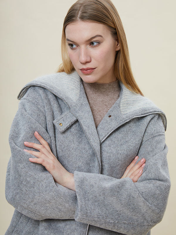 Cozy Hooded  Zipper Patchwork Jacket