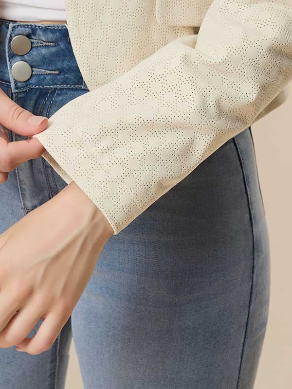 Asymmetric Hem Roud Neck Jacket