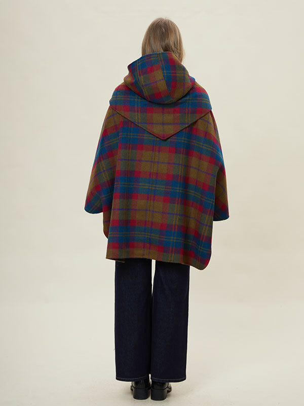 Hooded Single Breasted Checkered Coat