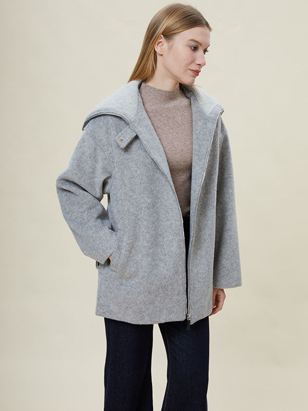 Cozy Hooded  Zipper Patchwork Jacket