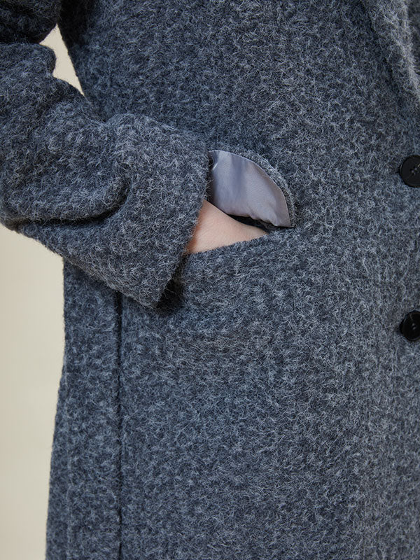 Notch Laepl Belt Slit Flap Pocket Coat
