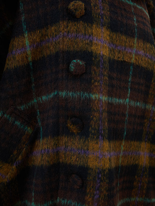 Scarf Collar Checkered  Design Coat