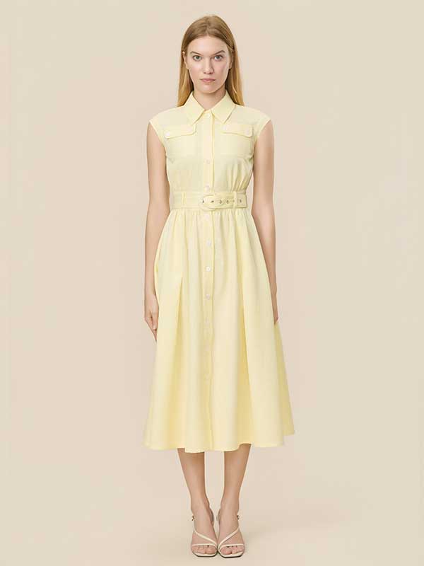 Belt Single Breasted Maxi Dress